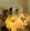 LED-Rosen-Bobo-Kugel, Licht, leuchtender Ballon, Rosenstrauß, transparente Blasenkugel für Valentinstag, Geschenk, Hochzeitsdekoration, auf dem Seeweg