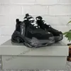 2021 Paris Casual Shoes Triple-S Clear Sole Trainers Pappa Sko Sneaker Svart Grön Kristallbotten Herr Dam Överlägsen kvalitet Chaussures