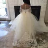 2021 Flower Girls Dresses Appliques Spaghetti Straps Ball Gown Ruffles Tulle Pageant Dresses for Girls Long Girl Dresses for Wedding