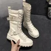 Boots 2021 Spring Autumn Women Shoes Canvas Casual High Top Long Lace-Up Zipper Comfortable Flat Sneakers1