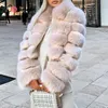 Conmotoファッショナブルな緩い女性の豪華な毛皮のコート厚い暖かいハイウエストジャケットハイストリートスタイルのコート女性冬2020新しい