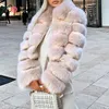 Conmoto Fashionable loose women's Plush fur coat Thickened warm high waist jacket High street style coats woman winter 2020 new