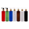 250ml x 12 PET Bottle With Gold Aluminum - plastic Lotion Pump Refillable Plastic Shampoo Empty Cosmetic Containersgood package
