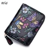 HBP Card Titulares carteira de grande capacidade Zipper RFID Moda Couro Feminino Anti-Degaussing Posi￧￣o Multi-Cart￣o 14x12x3 5cm268v