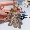 5pcs كامل Diamond Bear Doll -keychain الأزياء الكريستال اللطيف كرتون Keyring keyring سلسلة سيارات سحر حلية الهدايا الملحقات