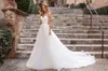 Charmante bretelles spaghetti A-ligne robes de mariée 2021 avec strass Robe de mariée sur mesure dos nu Organza Robe de mariée