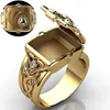 New Product Ring Hip Hop Punk 18K Gold Plated Men's Rings European and American Box Flip Ring Fashion Jewelry Supply303D