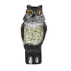 Realistische Bird Scarer Rotating Head Sound Owl Prowler Foy Protection Insect Repellent Pest Control Scarecrow Garden Yard Move Y200106