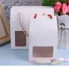 10st Lot BCK White Red Kraft Paper Handle Candy Boxes With Clear PVC Window Small Bnk Paper Gifts Wedding Package Box238b3444145