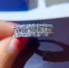 2020 Nieuwe Top Verkopen Handgemaakte Luxe Jewerlry 925 Sterling Silver T Princess Cut White Topaz CZ Diamond edelstenen Dames Wedding Band Ring