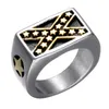 Stainless steel gold federal American federation United States US flag star shape cross X intersect confederate rings jewelry for men