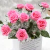 10 st Lot Red Rose Artificial Flower Real Touch Latex Blommor Faux Silikon Fake Rose Bouquet Decoration för Home Wedding Party 201222