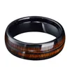New Fashion Black Tungsten Carbide Ringe Inlay Hawaiian Koa Wood Abalone Shell Men039s Engagement Ehering Bands Jubiläum GIF9718561
