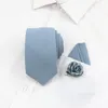 Nœuds papillons belle cravate noeud papillon ensemble pêche rose bleu couleur unie 7 cm coton cravate tissu art tissu fleur broche mariage marié cadeau fred22