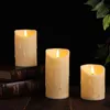 Confezione da 3 lume di candela a colonna decorativa senza fiamma telecomandata, timer a batteria candele di compleanno finte elettroniche H1222