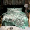 Set di biancheria da letto morbida in stile europeo di lusso europeo raso jacquard cotton regina re fiumino cover foglio foglio di cuscinetti tessili da casa 6205822