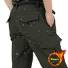 Pantalon cargo chaud en polaire d'hiver pour hommes, décontracté, ample, multi-poches, coupe-vent, imperméable, militaire, long, plus taille 4XL 201113