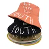 Girls Summer Bucket Hat Women English Letters Don't Waste Your Youth Reversible Sun Protection Cap Outdoor Sun Hats Lady Fisherman Caps