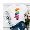 Moda donna colorata Nali Art T-shirt nera T-shirt femminile manica corta top stampati anni '90 ragazze carine