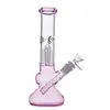 10 5 inch Pink beaker bongs hookah shisha 4-Arms Tree filter recycler oil rig bong with 14mm male glass oil burner pipe and downst304O