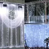 18M x 3M 1800-LED Warm White Light Romantic Christmas Wedding Outdoor Decoration Curtain String Light US Standard White ZA000939