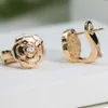 Stud New Fashion Jewelry S925 Sterling Silver Champagne Gold Camellia Rose Earrings Elegant Lady Women's Ear R230619
