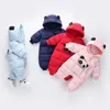 Vinter Romper Höst Varm Nyfödda Pojkar Jumpsuit Hooded Snowsuit För Flickor Overaller Unisex Baby Kläder 201029