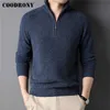 COODRONY hiver mode fermeture éclair pull à col roulé hommes vêtements épais chaud tricots 100% laine mérinos pull en cachemire mâle C3150 211221