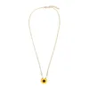 Sweet Sunflower Imitation Pearl Sweater Necklaces Pendants Yellow flower Pendant Jewelry Necklace for Women
