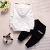 春の秋の赤ちゃんの服男の子女の子綿フード付きジャケットパンツ/セットキッズファッションスーツ幼児服幼児トラックスーツLJ201221