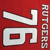 Mannen Rutgers Scarlet Knight ROSSO #76 echte volledige borduurwerk College Jersey maat S-4XL of aangepaste naam of nummer jersey