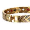 Gold Magnetic Bracelets Armreifen für Frauen Männer 4 in 1 Gesundheitsbiolemie -Energie Germanium heilen weiblicher Schmuck für Arthritis3838218