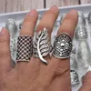 Women Bohemian Vintage Carved Flower Silver Plated Jewelry Rings For Women Gift Party Size 17mm to 21mm Mix Style