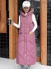 Gilet Autunno Inverno Gilet da donna Gilet di cotone Abiti lunghi Moda coreana Spessa senza maniche Giacca esterna con cappuccio Y13161