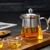 مجموعات الشاي القهوة واضحة البورسليكات إبريق الشاي الزجاج مع الفولاذ المقاوم للصدأ infuser مصفاة مقاومة للحرارة ورقة فضفاضة وعاء الشاي