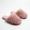 Hiver Chic maison femmes bouclés pantoufles sans lacet floue mémoire mousse maison diapositives intérieur chaud en peluche chambre dames chaussures