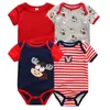 4pcs / lot bébé barboteuses manches courtes coton salopette vêtements garçons nouveau-nés vêtements roupas de bebe filles combinaison 201027