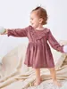 Baby Ruffle Trim Flounce Sleeve Velvet Dress SHE