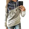 Hoodies das mulheres moletons mulheres colcha de cor contraste longo luva casual solta pulôvers top lady plus size outono inverno tunic1