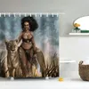أفريقيا مثير فتاة أسود دش كاتين المرأة شعر مع ونقلت عارية لتصميم الحمام ستارة T200711