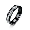 Simple Row Stainless Steel diamond ring crystal engagement Wedding Rings for women men fashion jewelry gift