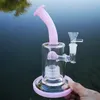 Unique Hookahs Matrix Birdcage Perc Heady Glass Bong Dome Percolators Chamber Oil Dab Rigs Purple Pink Green Water Pipes 14mm Joint With Bowl