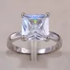 Złoto Silver RoseGold Color Square Shape Pierścień Princess Cut Damskie Pave Cyrkon Diamentowe Kamienne obrączki