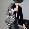 TWOTWINSTYLE Velluto Patchwork di lana Plaid Blazer Cappotto Donna Manica lunga Asimmetrico Abiti da donna Primavera Abiti moda 201023