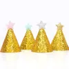 Partyhüte, 5 Stück, glänzendes Gold, alles Gute zum Geburtstag, Kappen, 1. Hut, Weihnachtsdekoration, Baby, Kinder, Haare, niedliches Accessoire, Duschdekoration1