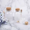 Frosted plastic cosmetische flessen containers met cork cap en lepel bad zout masker poeder crème verpakking flessen make-up opslag potten CCA2648