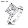 AINUOSHI Anello di fidanzamento con taglio principessa in argento sterling 925 da 3 carati per donna Sona Anello solitario con diamante simulato Anniversario Y1124