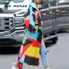 Sonbahar Kadın Artı Boyutu Ceket Patchwork Tasarımcılar Zarif Moda Bayanlar Uzun Coat 201218