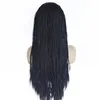 Long Black Synthetic Braided Lace Front Wigs High Temperature Fiber perruques de cheveux humains Wig LS0583119719