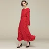 High-end Ruffle Lantern Sleeve Dress Womens Clothes 2021 Spring Autumn Dress Fashion Elegant Chiffon Lady Dress Party Holiday Dresses